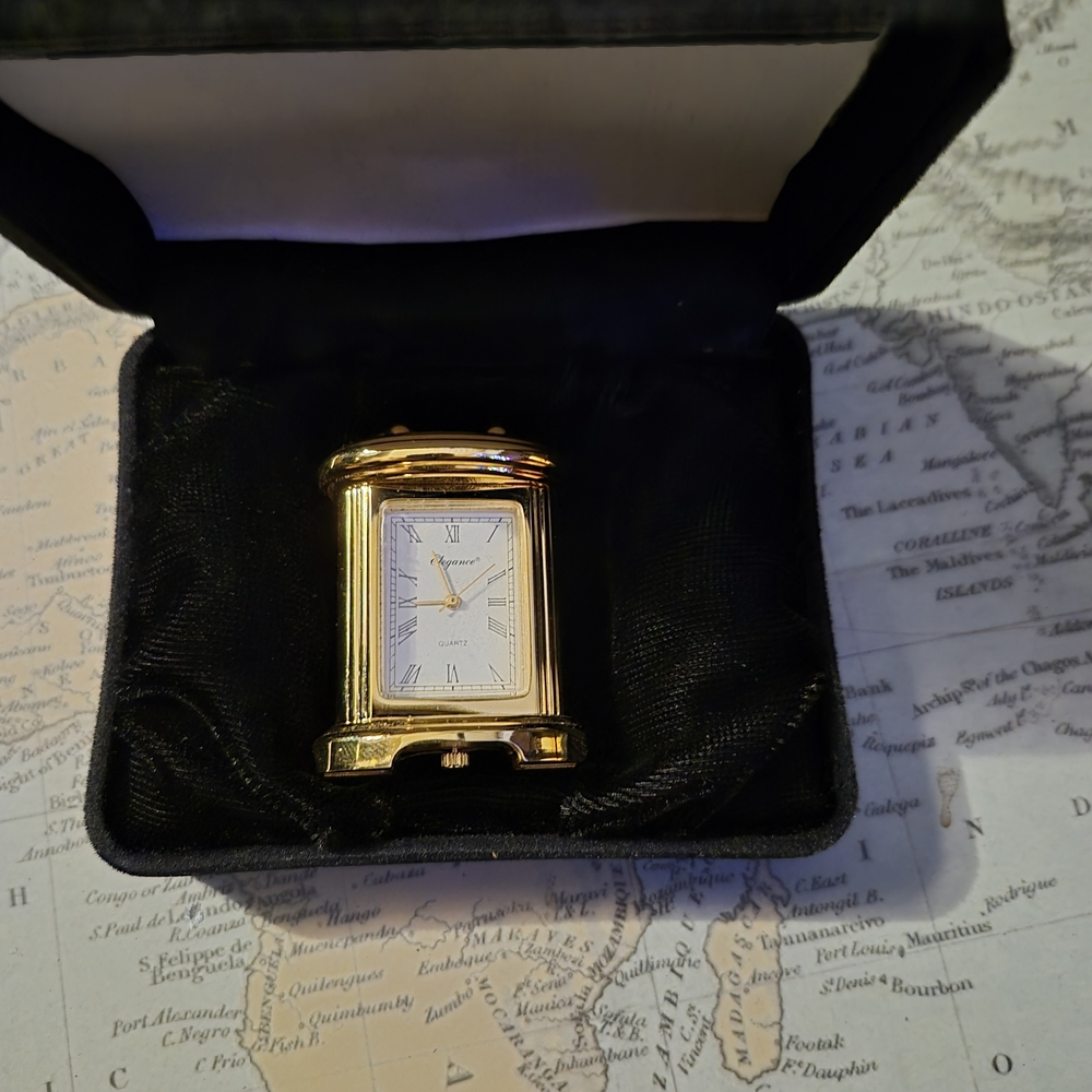 Elegance Gold Mini Table Clock